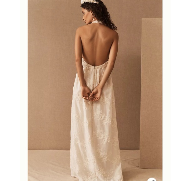 Off White Richly Embroidered Dress - Picture 2 of 4